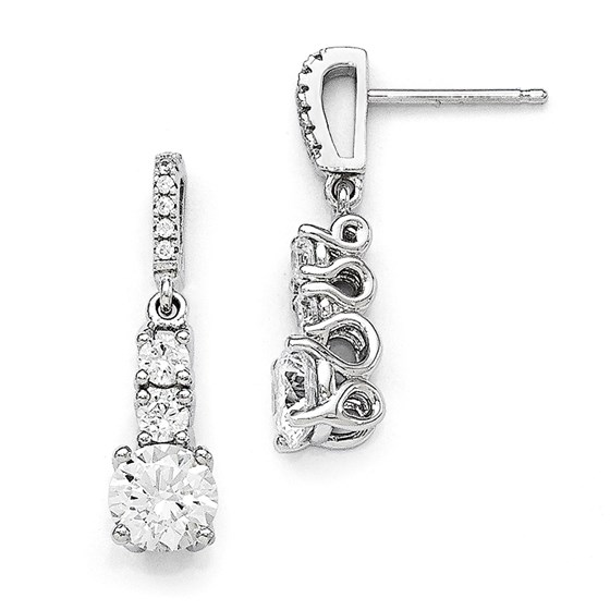 Sterling Silver & Zirconia 3 Stone Dangle Earrings Sterling Silver & Zirconia 3 Stone Dangle Earrings